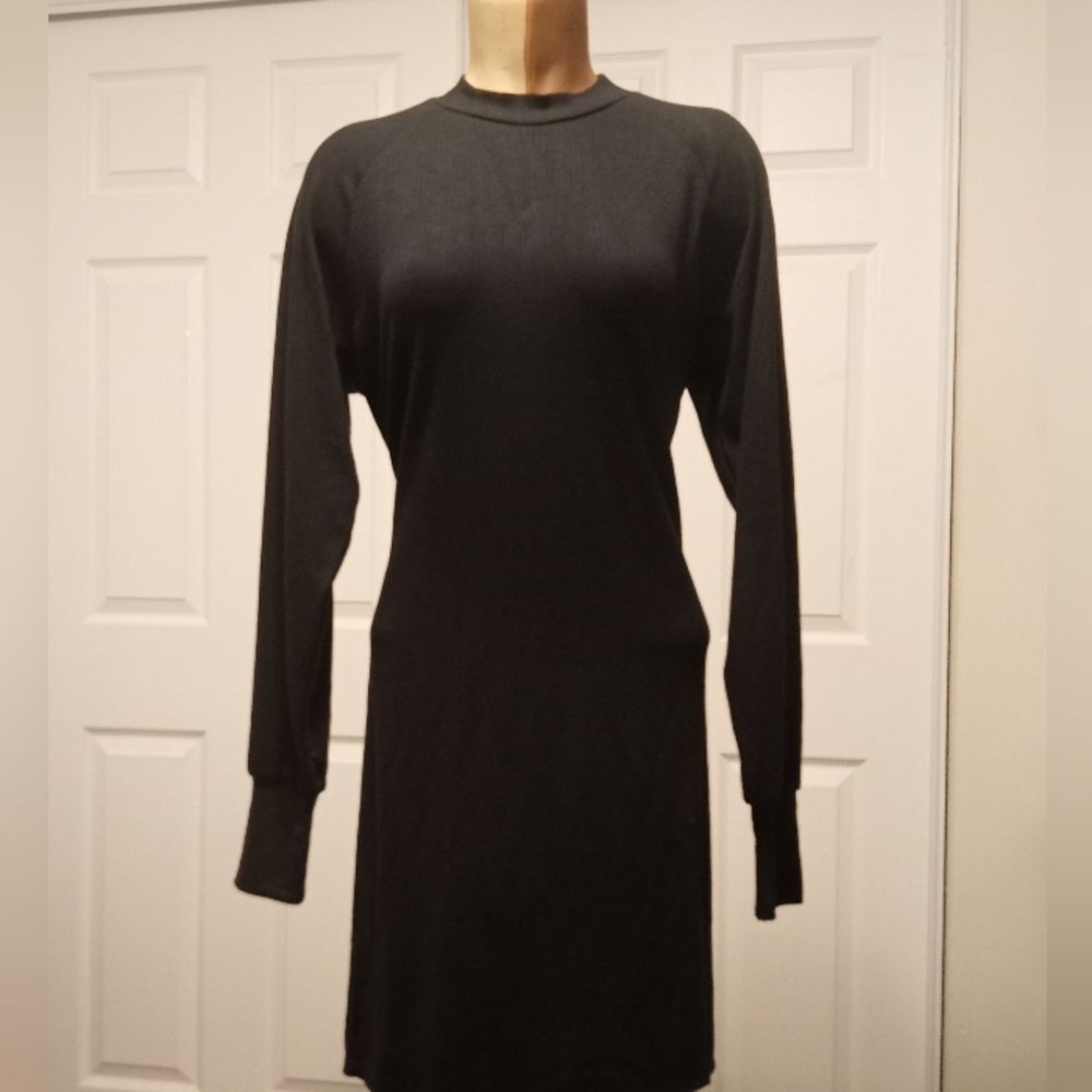 Steve Madden Sweater Knit Black Dress with Belt Ties. New Sz M